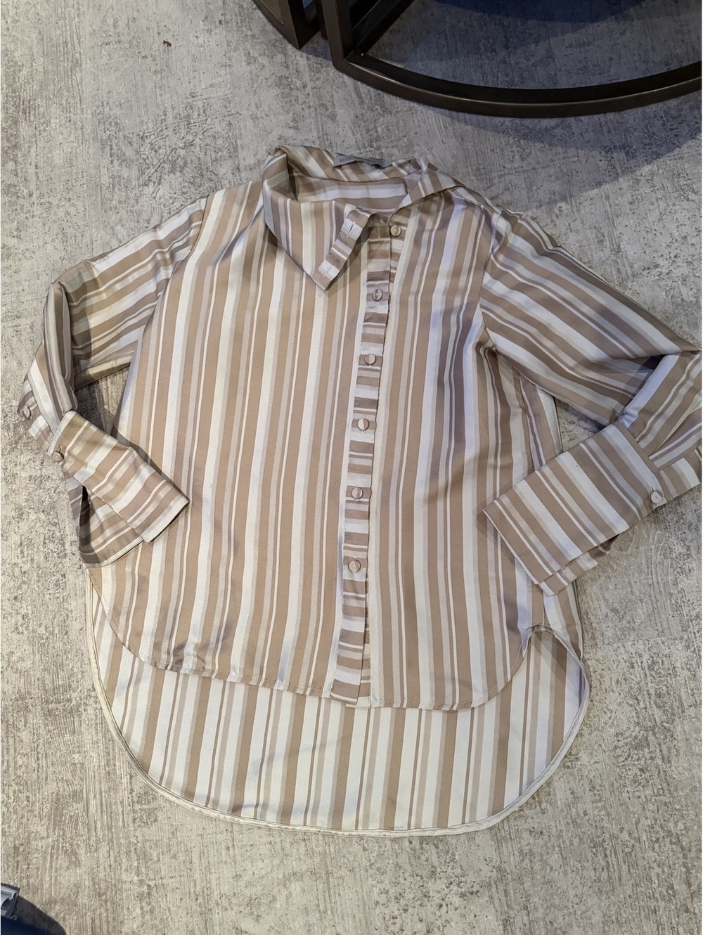 NWOT Silvia Tcherassi Button Down Beige and White Striped Oversized Blouse small